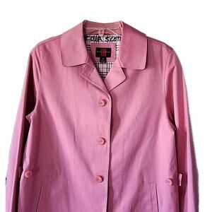 Gallery Pink plaid trench Raincoat coat career jacket Rain preppy M NWT